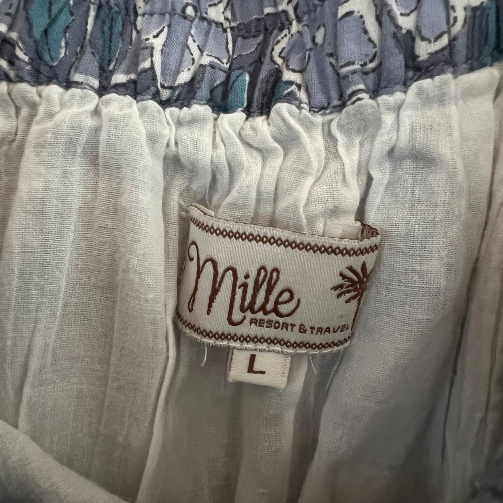 Mille Cotton Floral Blue Skirt Sz L - Picture 3 of 4